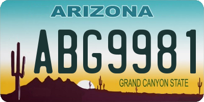 AZ license plate ABG9981
