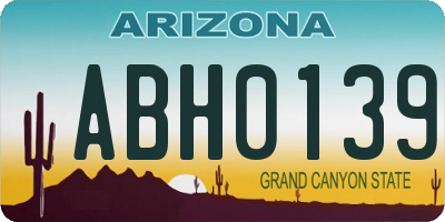 AZ license plate ABH0139
