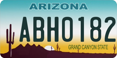 AZ license plate ABH0182