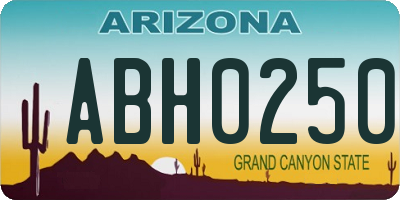 AZ license plate ABH0250