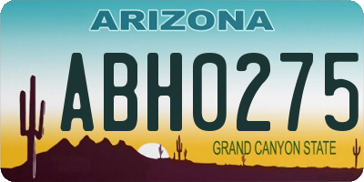 AZ license plate ABH0275