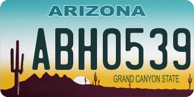 AZ license plate ABH0539
