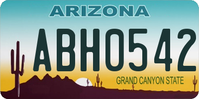 AZ license plate ABH0542
