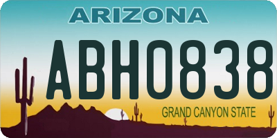 AZ license plate ABH0838
