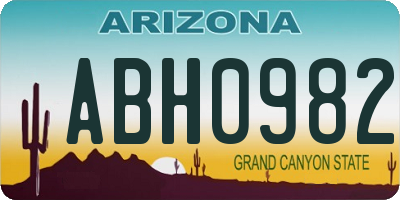AZ license plate ABH0982