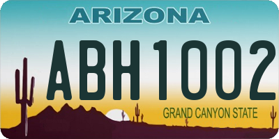 AZ license plate ABH1002