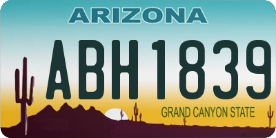AZ license plate ABH1839