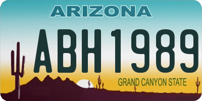 AZ license plate ABH1989