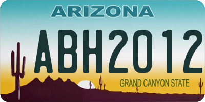 AZ license plate ABH2012