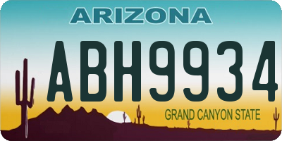 AZ license plate ABH9934