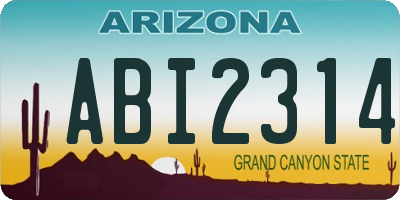 AZ license plate ABI2314
