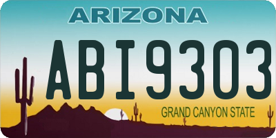 AZ license plate ABI9303