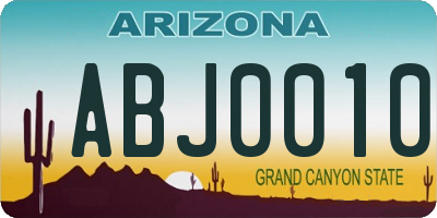 AZ license plate ABJ0010