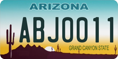 AZ license plate ABJ0011