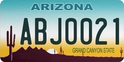 AZ license plate ABJ0021