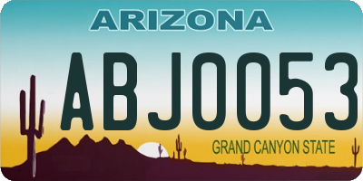 AZ license plate ABJ0053
