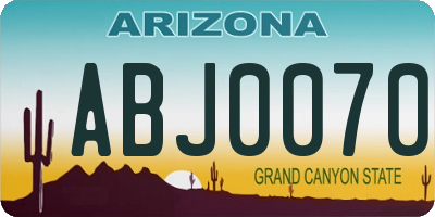 AZ license plate ABJ0070
