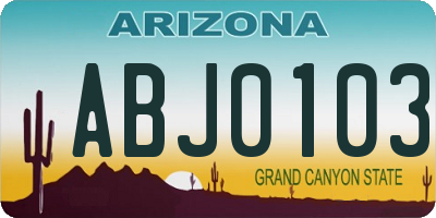 AZ license plate ABJ0103