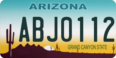 AZ license plate ABJ0112