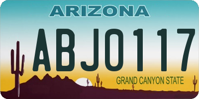 AZ license plate ABJ0117