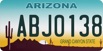 AZ license plate ABJ0138