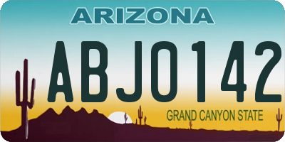 AZ license plate ABJ0142