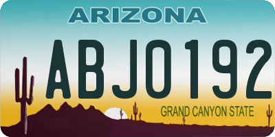 AZ license plate ABJ0192
