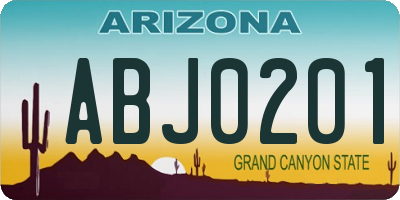 AZ license plate ABJ0201
