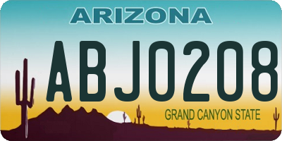 AZ license plate ABJ0208