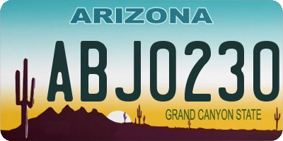 AZ license plate ABJ0230