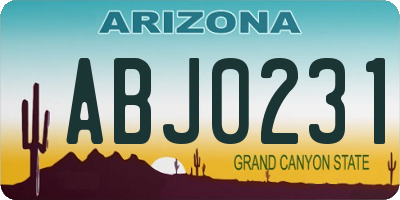 AZ license plate ABJ0231