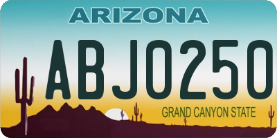 AZ license plate ABJ0250