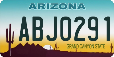 AZ license plate ABJ0291