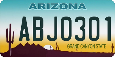 AZ license plate ABJ0301