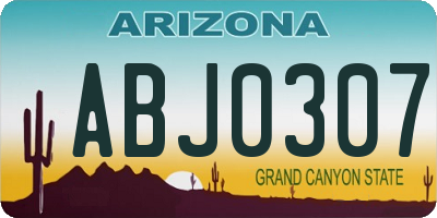 AZ license plate ABJ0307