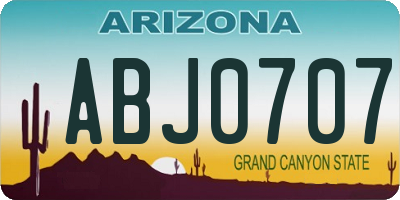 AZ license plate ABJ0707