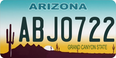 AZ license plate ABJ0722