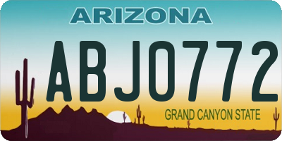 AZ license plate ABJ0772