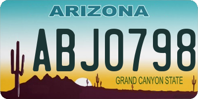 AZ license plate ABJ0798