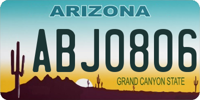 AZ license plate ABJ0806