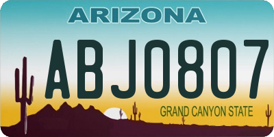 AZ license plate ABJ0807