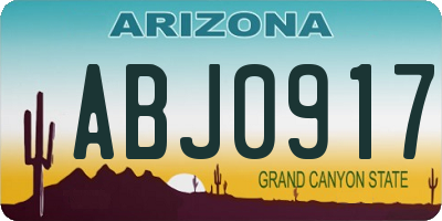 AZ license plate ABJ0917