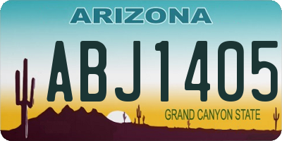 AZ license plate ABJ1405