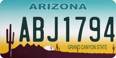AZ license plate ABJ1794