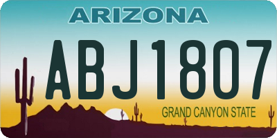 AZ license plate ABJ1807