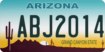 AZ license plate ABJ2014