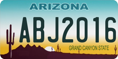 AZ license plate ABJ2016