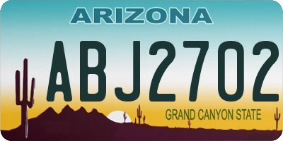 AZ license plate ABJ2702