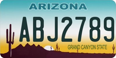 AZ license plate ABJ2789