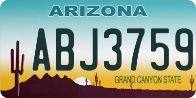 AZ license plate ABJ3759